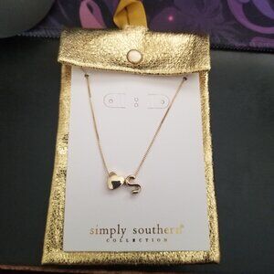 NEW Simply Southern Collections Initial Heart Necklace “S” Gold Tone 18”